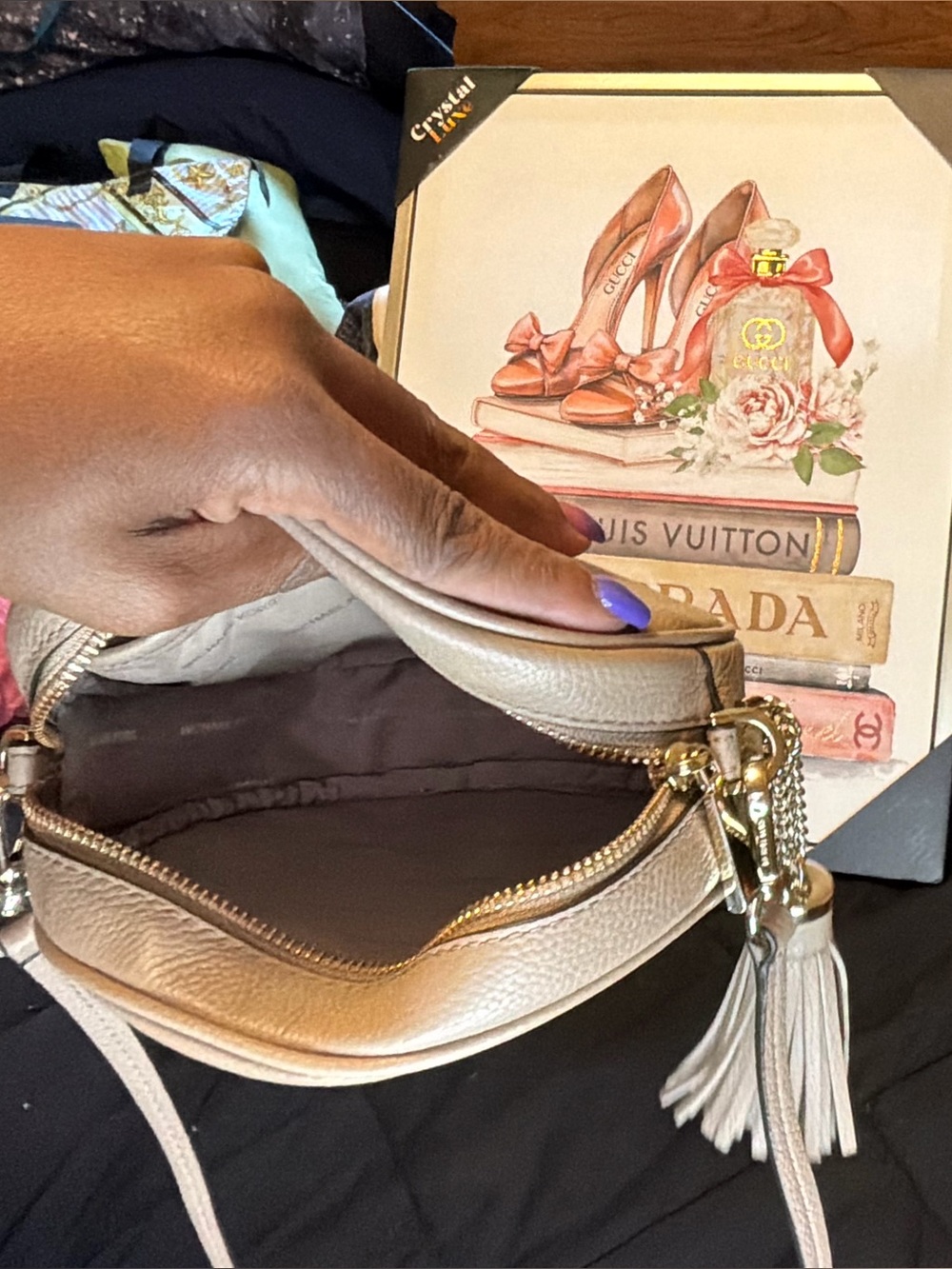 Michael Kors Beige Round Crossbody Bag with Tassel Charm - Picture 9 of 12